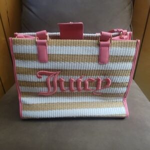 Juicy Couture Pink and Tan Striped Tote